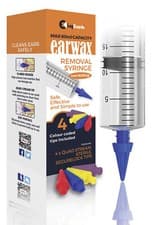 Image of Ear Wax Removal Syringe 50ml, 4 Coloured Tips + Olive Oil- LugGuards Quad Stream