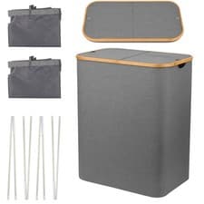 Image of 100L 140L Laundry Basket Folding Washing Bin Clothes Hamper Organiser with Lid