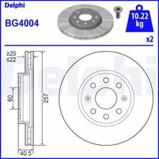Image of BRAKE DISC DELPHI BG4004 FRONT AXLE FOR FIAT,OPEL,VAUXHALL