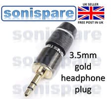 Image of 1x Gold 3.5mm Male Stereo Jack Plug 3 Pole Easy Solder Headphone Repair