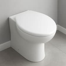 Image of Bathroom Toilet Back to Wall BTW Pan Soft Close Seat Round 515 White Ceramic WC