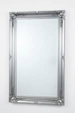 Image of Large 90x60 Cm Silver Ornate Wall Mirror Rustic Silver French Hallway Bathroom