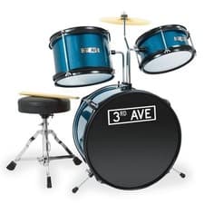 Image of 3-Piece Junior Drum Kit Drum Set for Kids 3-6 Years with Sticks, Stool