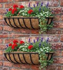 Image of Wall Mounted Troughs Garden Baskets Metal Planters Box 61cm Country Forged 2Pcs