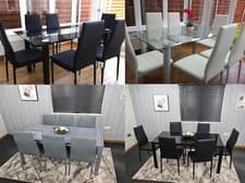 Image of DINING TABLE SET GREY BLACK WHITE KITCHEN TABLE WITH 4 6 CHAIRS