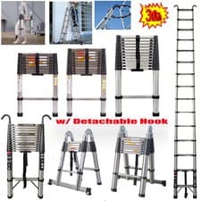 Image of 3.8M/3.2M/2.6m 150KG Load Folding Telescopic Ladder ,4.4m/5m with Hook Ladder