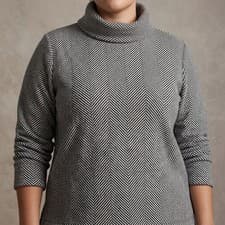 Image of J. Crew Women's Herringbone Funnel Neck Tunic Fleece Lined Chevron Sweater XL