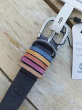 Image of MEDIUM (29-31") TIMBERLAND Matt BLACK Leather Belt 6 Coloured Loops Unisex