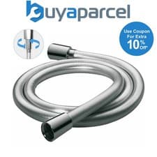 Image of Smooth Shower Hose 1.5m Pipe PVC Double Interlock Silver Chrome Fits Triton Mira