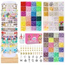Image of LuminaLux Clay Beads Set Bracelet Making Kit Clay Flat Polymer Beads Jewellery