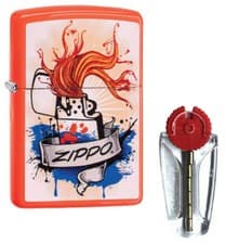 Image of Zippo Splash Zippo Lighter in Neon Orange 29605 - FREE FLINTS & Free UK Delivery