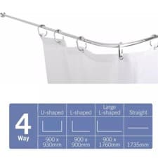 Image of Croydex Fineline Shower Curtain Rail Kit - Stainless Steel Chrome 4-Way Fit