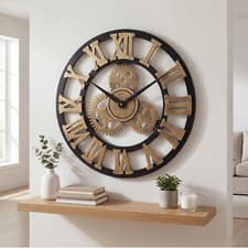 Image of Large Wall Clocks Roman Numerals Open Face for Living Room Silent 60cm or 50cm