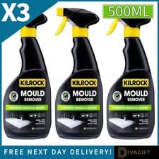 Image of 3 x KILROCK BLACK MOULD MILDEW SPRAY REMOVER 500ML READY TO USE FOR WALLS NEW