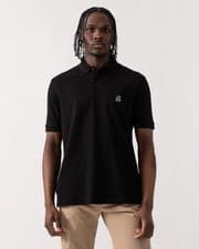 Image of Armani Exchange Mens Embroidered A|X Monogram Short Sleeve Polo Shirt - Black