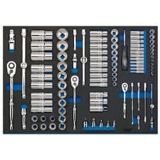 Image of Draper Socket Set in Full Plus Drawer EVA Insert Tray 1/4" 3/8" & 1/2" 96 Piece