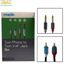 Image of Certified Maplin Twin Phono To Twin 1/4" Jack Cable 3 Meters RRP £19.99