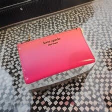 Image of Kate Spade Morgan Ombre Saffiano Leather Bifold Wallet Ombré Pink Melon NWOT