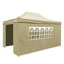Image of Premium 3x4.5m Pop-Up Gazebo & Side Walls with Carry Bag, Stakes, Weight - Beige