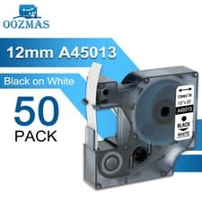 Image of Dymo D1 Label Tape 45013 Black on White 12mm 9mm for Dymo Label Manager 160 280