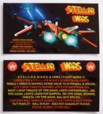 Image of * * 'STELLAR WARS' Williams 1979 Custom Instruction/Apron Cards (New) * *
