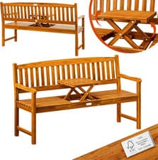 Image of ® Picnic Wooden Garden Bench | Fsc®-Certified Eucalyptus Wood | Integrated Foldi