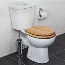 Image of Croydex Flexi-Fix Rutland Toilet Seat Soft Close Solid Oak Wood Quick Release