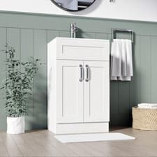 Image of BELOFAY Crawley White 500mm Floor Standing Bathroom Vanity Unit With Basin