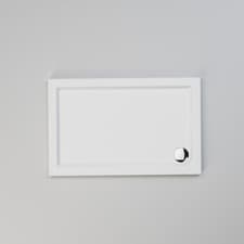 Image of Rectangle Shower Enclosure Tray Slimline 40mm High Stone Resin With Free Waste