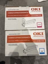 Image of 2 Genuine Original Oki Drum Cartridges 43381722 43381723