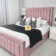 Image of Plush Velvet Diva Panel Bed With/Without Ottoman Gas Lift Storage !!!