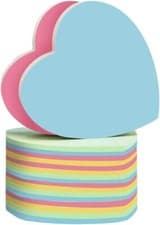 Image of 600 Sheets Sticky Notes - 6 Pack 70×70mm Heart Shaped - 4 Mixed Colors Removab