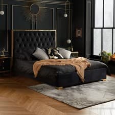Image of Chelsea Fabric Black Bed Frame-Double 4FT6 Inch