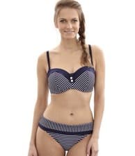 Image of Panache Britt Navy/White Stripe Bandeau Bikini Set UK 32E Brief 10
