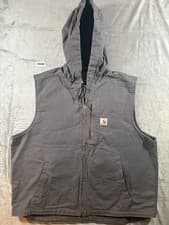 Image of Carhartt Hooded Gilet / Vest – Men’s L (Tall) – Grey – Relaxed Fit