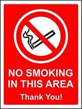 Image of No smoking in this area safety sign
