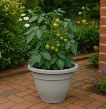 Image of Recycled Plastic Grey 38cm Garden Bell Planter Garden Plant Pots