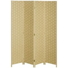 Image of HOMCOM 4 Panel Folding Room Dividers for Wall, Privacy Screen Panels, Brown