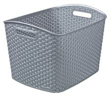 Image of Curver My Style Rattan Storage Basket Handle Plastic XL 235072 Grey 28L
