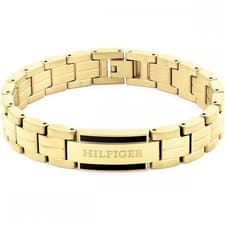 Image of Genuine Tommy Hilfiger Parker Gold-Tone & Black Enamel Bracelet 2790601 - 19cm