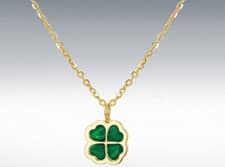 Image of 9ct Yellow Gold 9mm Malachite Adjustable Necklace