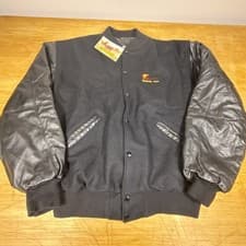 Image of VERY RARE Vintage 90s Dorito PepsiCo Employees Black Leather Wool Jacket Size XL