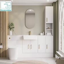 Image of 1800mm Combined Square White Vanity Unit Toilet wc pan Sink Marbel worktop