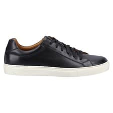 Image of Hush Puppies Mens Trainers Colton Cupsole Leather Lace Up black UK Size