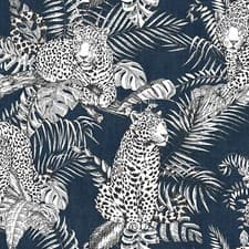 Image of Safari & Exotic Animals Wallpaper Jungle Metallic Birds Leopards Elephants