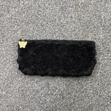 Image of Anna Sui 3D rose floral makeup bag cosmetic gold butterfly zipper closure