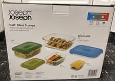 Image of joseph joseph nest glass storage 4-piece storage container set with snap-togethe
