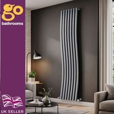 Image of Tall Grey Wave Vertical Radiator 1785x413mm Designer High Output Steel