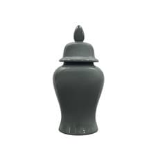 Image of Grey Ceramic Lidded Vase H50cm Gloss Decorative Ornament