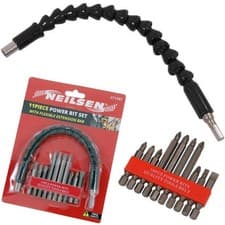 Image of 11 Piece Power Bit Set Flexible Screwdriver Extension Bar Drill Bits Tool Set